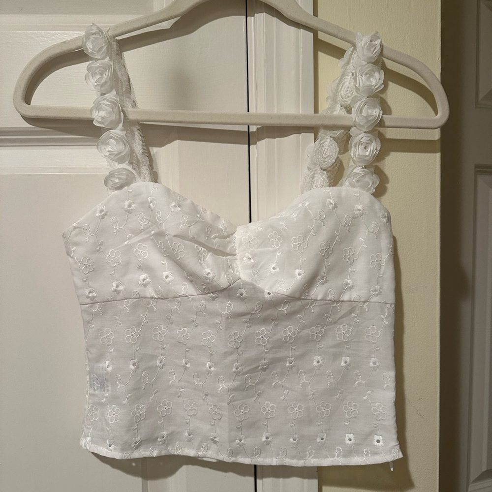 Princess Polly White Floral Crop Top